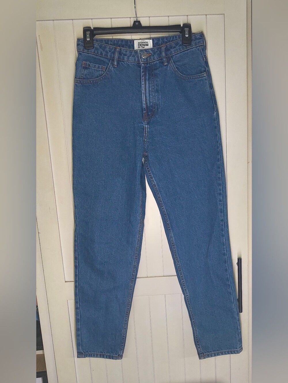 ZARA Vintage Light Blue Straight Leg Jeans with Orange Stitching